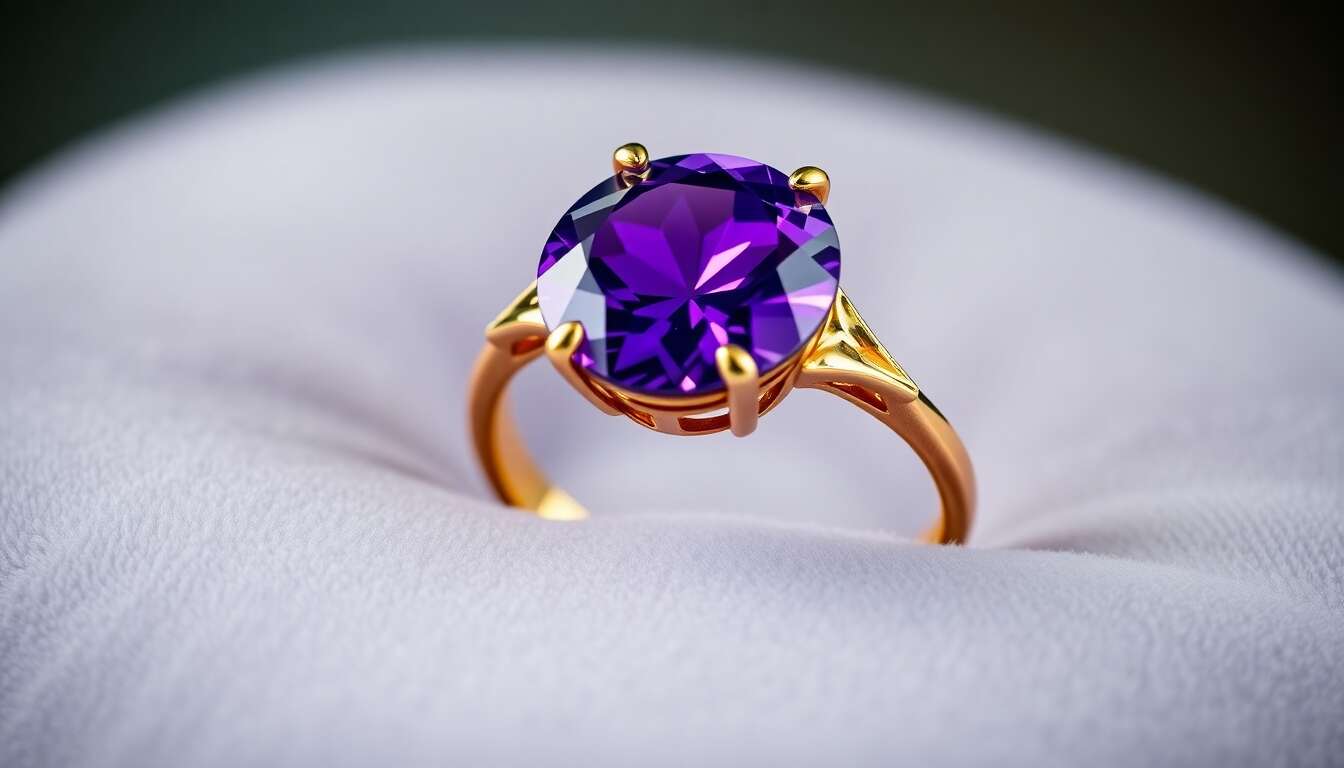 Avis : bague solitaire Planetys en or jaune et améthyste