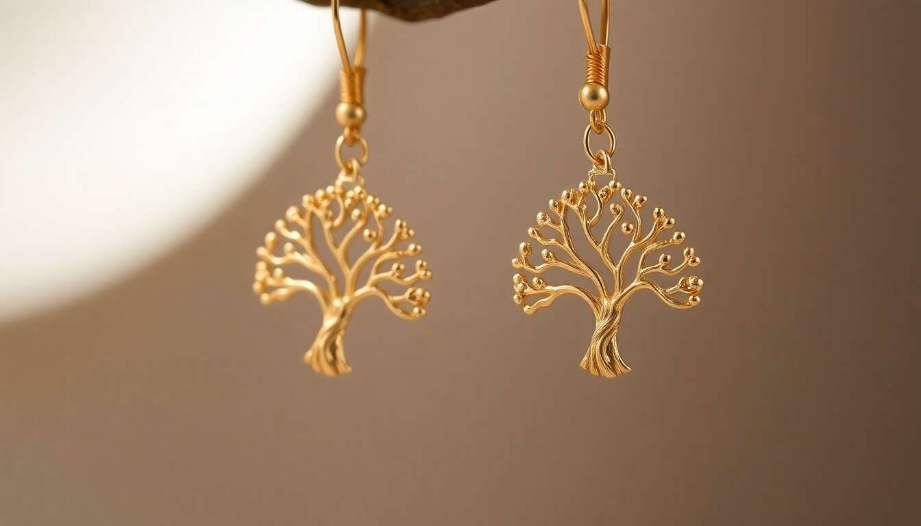 Avis sur les boucles d'oreilles arbre de vie NKlaus en or jaune