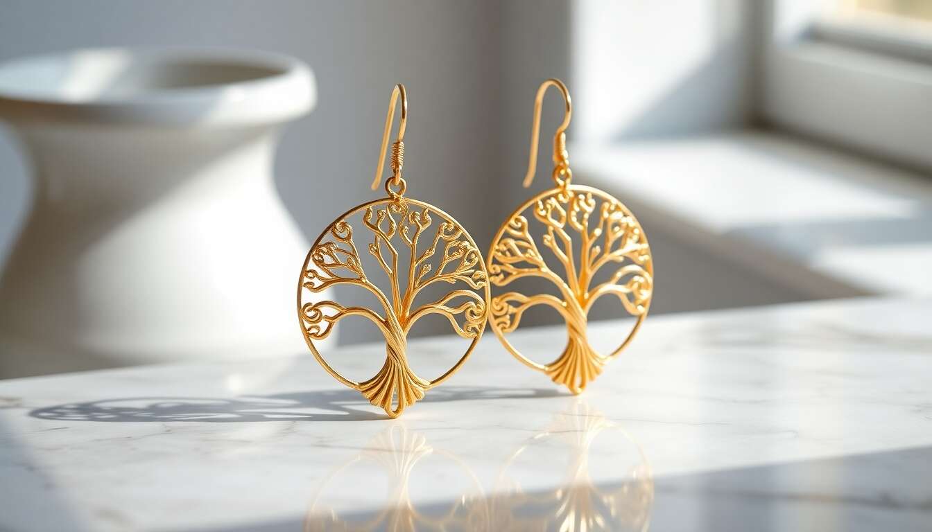 Avis sur les boucles d'oreilles Arbre de vie en or 18 carats