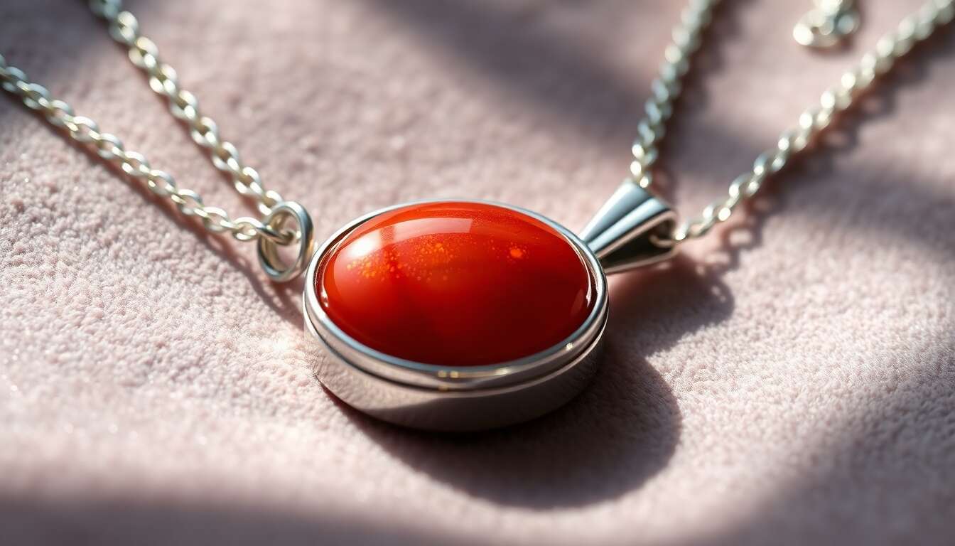Avis collier cornaline argent 925 sterling