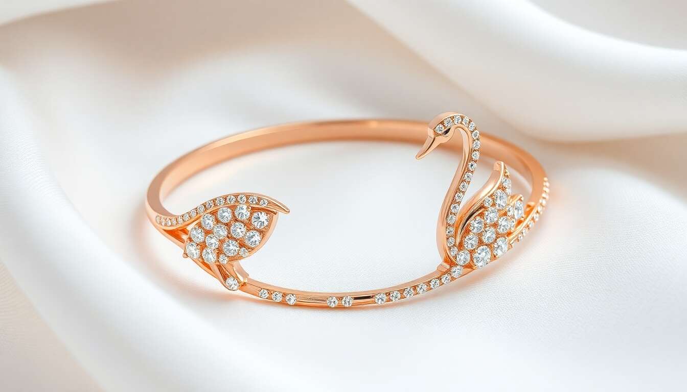 Avis sur le bracelet-jonc Swarovski Swan : élégance en or rosé