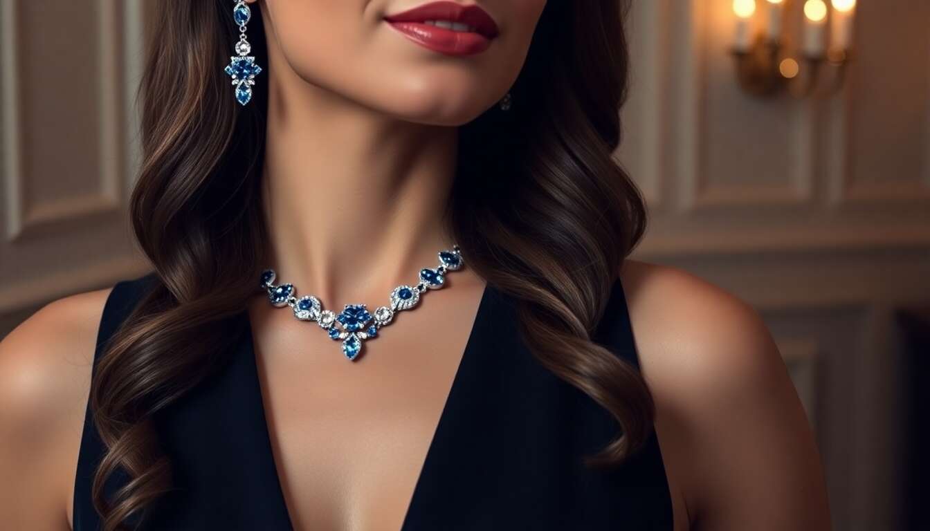 Présentation du collier swarovski millenia bleu