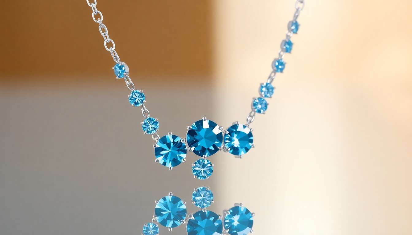 Avis sur le collier Swarovski Gema 5666007 bleu en plaqué rhodium