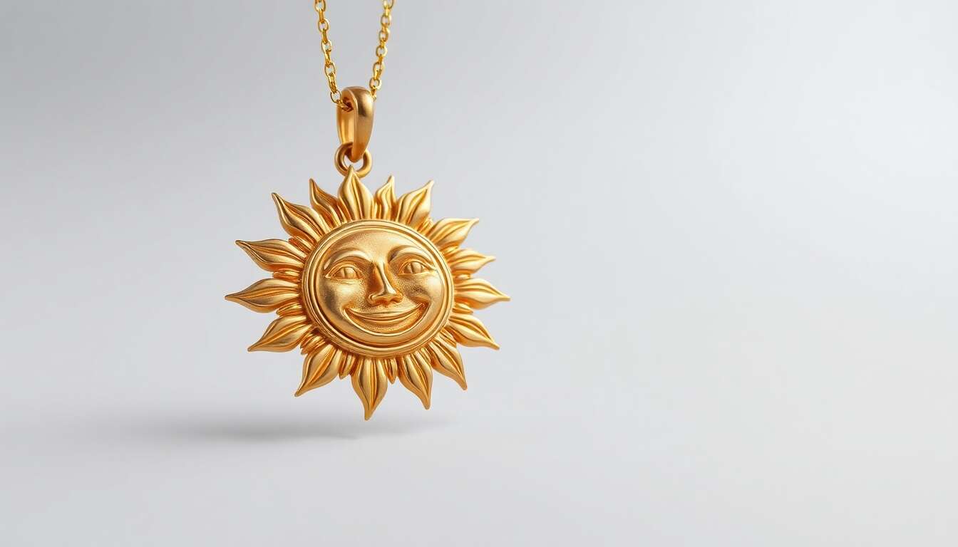 Avis pendentif Soleil et Sourire en or 14kt