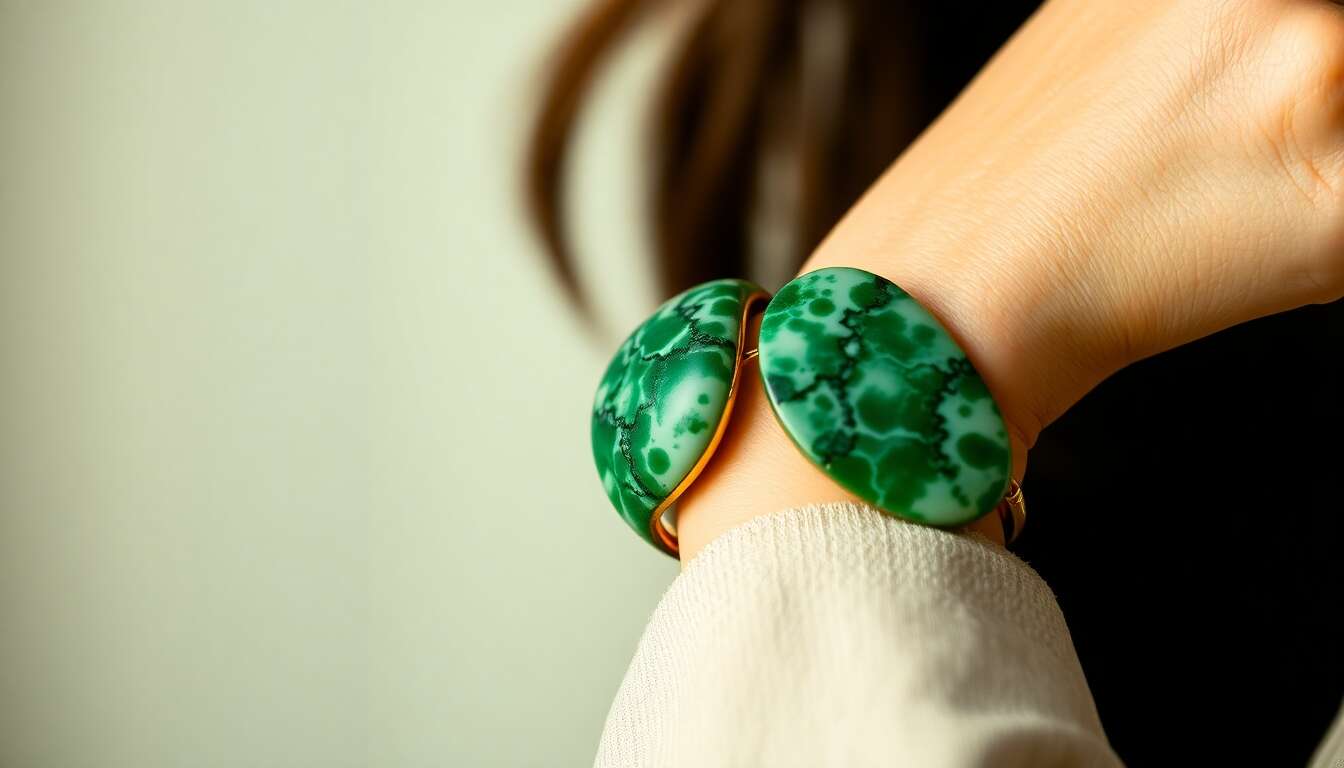 Présentation du bracelet manchette en jade naturel