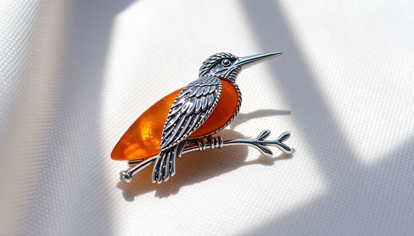 Présentation de la broche kingfisher henryka