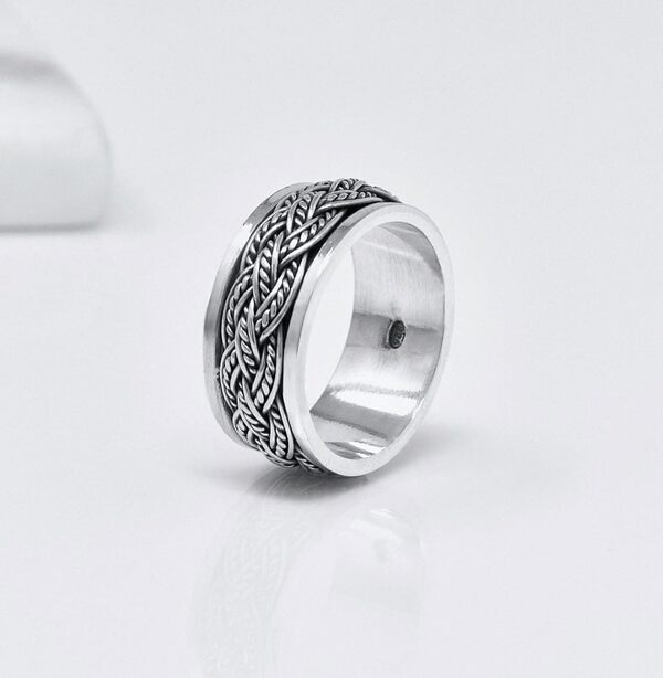 TreasureBay Bague tournante pour homme en argent sterling 925 avec nœud celtique - 10 mm de large