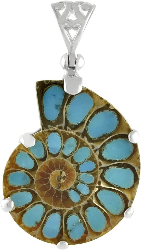 Starborn Ammonite Pierre précieuse artistique Incrustation Pendentif 295 Argent Sterling