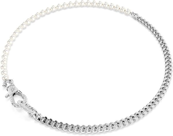 Swarovski Collier Dextera, Pièce d’exception, Liens mélangés, Blanc, Placage de ton or