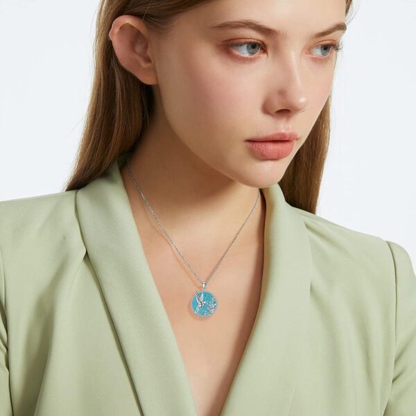 Collier colibri en argent sterling 925 avec pendentif colibri turquoise naturelle avec fleur oiseau bijoux animaux cadeaux pour femmes, Argent sterling, Turquoise