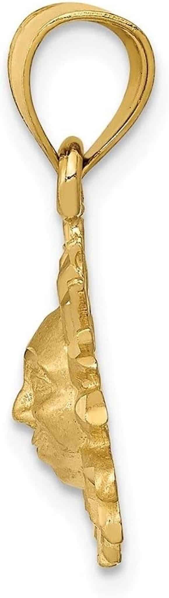 Pendentif soleil en or jaune satiné 14 carats pour femme