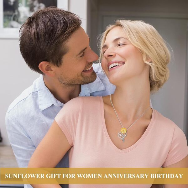 Meeshi Colliers tournesol pour femme, cadeau d'anniversaire pour femme, cadeau d'anniversaire pour femme, idée de cadeau d'anniversaire, bijoux en forme de tournesol « You Are My Sunshine » pour