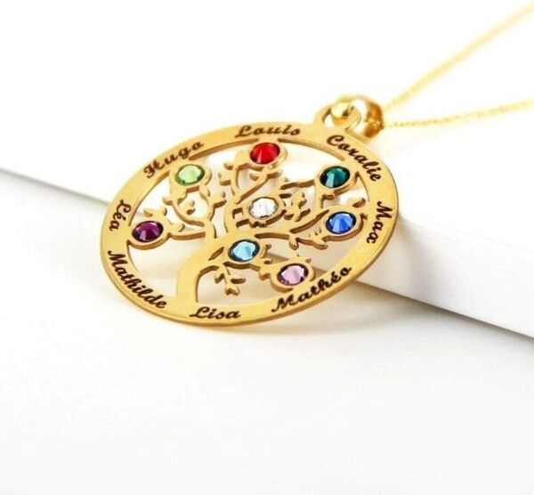 Ovation Collier Arbre de Vie Or 18K - Collier prénom 1-8 - Collier Femme Arbre de Vie - Collier Pendentif Or 18 carats 5.STR53-XL