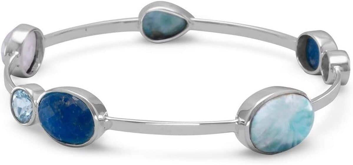 Avis sur le bracelet jonc Larimar en argent et topaze bleue