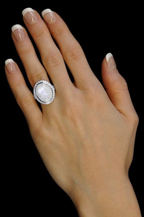 SILVEGO – JSTMSR14941 – Bague Femme - Argent 925/1000 – avec Pierre de Lune Véritable et Oxyde de Zirconium