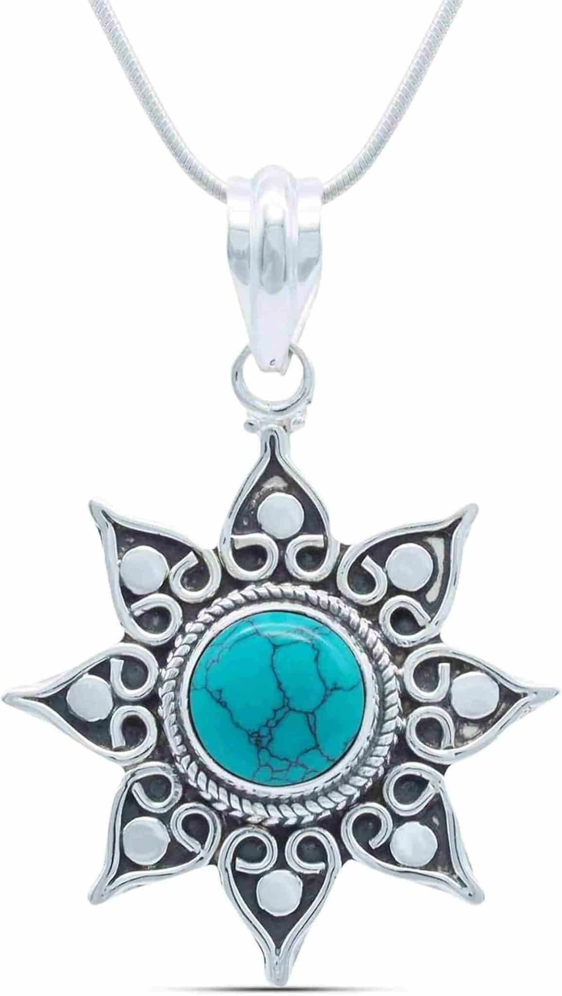 Avis collier argent 925 sterling turquoise féminin