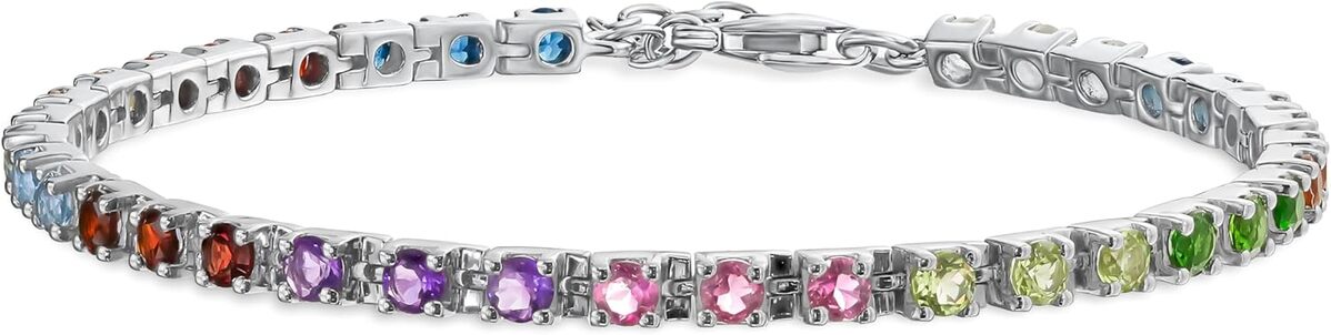 Avis bracelet tennis argent pierres multicolores 7 pouces