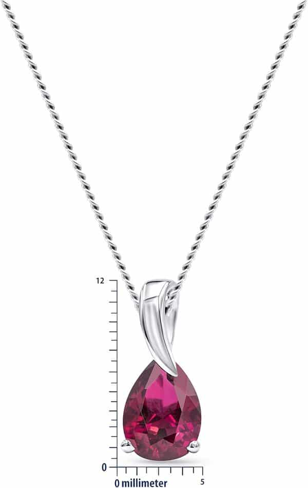 MIORE Collier Femme, Or Jaune/Or Blanc 9Ct 375, Pendentif Pierre Precieuse Saphir/Rubis/Émeraude/Topaze/Amethyste, Collier Or, Chaine Gourmette 45cm, Bijoux Femme Hypoallergénique, Avec Boite a Bijoux