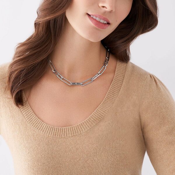 Fossil Collier pour femme en acier inoxydable et pierre de verre 32029431, taille unique, Acier inoxydable, Pas de gemme