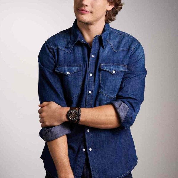 Fossil New Machine Watch pour Homme, 44mm Mouvement chronographe à Quartz avec Bracelet en Acier Inoxydable ou en Cuir