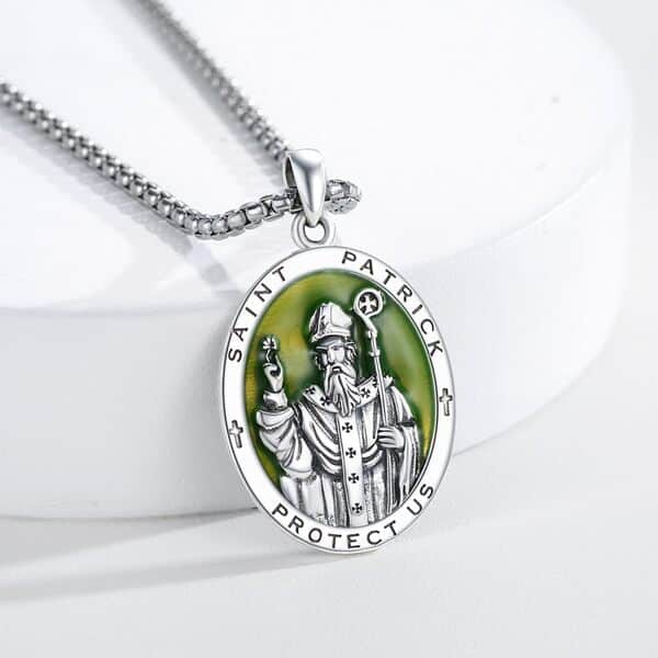 Collier saint patron en argent sterling 925 - Médailles sacrées - Amulette - Bijou de protection pour homme avec chaîne, Mittelgroße, Argent sterling, Pas de gemme