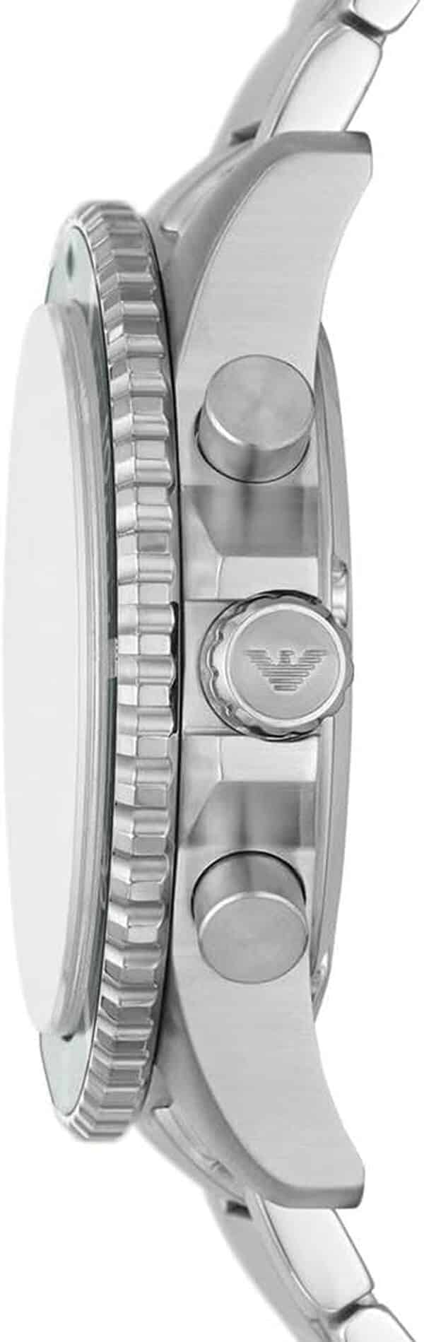 Emporio Armani Watch for Men, Quartz 3 sub dial Chronograph Movement and 43mm Case Size with Stainless Steel Strap