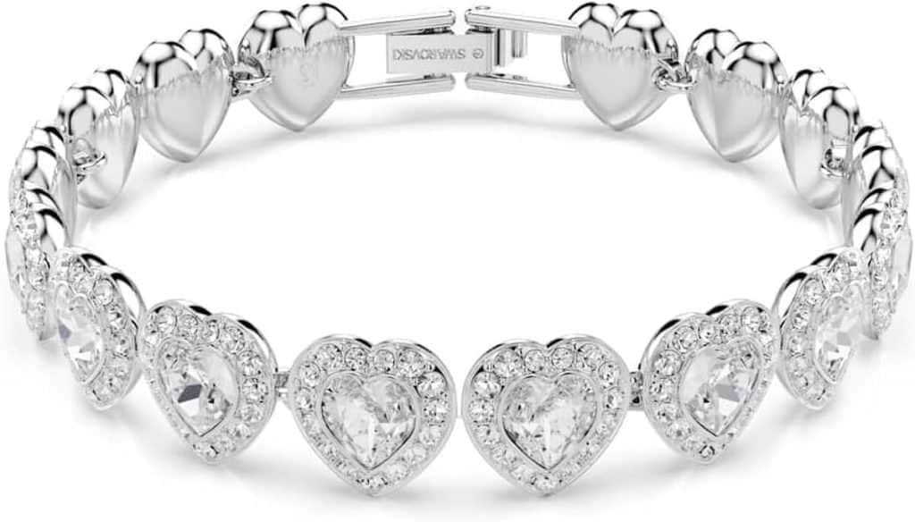 Avis sur le bracelet Swarovski Tennis Ariana Grande, cœur blanc en métal rhodié