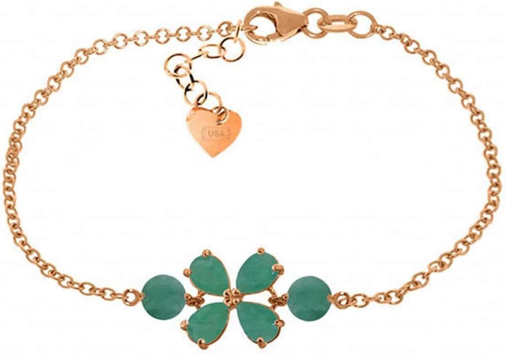 Avis sur le Galaxy Gold GG : bracelet floral en or rose et émeraudes