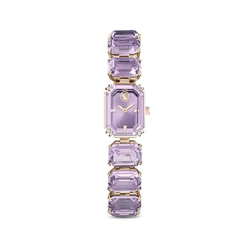 Avis : montre Swarovski octogonale violette finition dorée